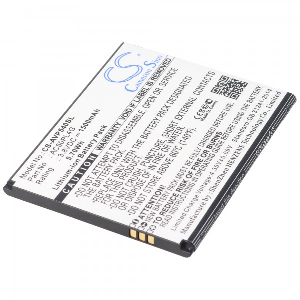Batterie de remplacement uniquement compatible avec la batterie Archos AC50PL4G Archos 50 Platinum 4G
