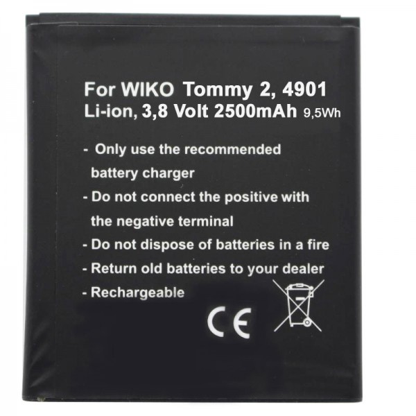 Batterie Wiko Tommy 2, batterie Wiko 4901 3,8 Volt 2500 mAh