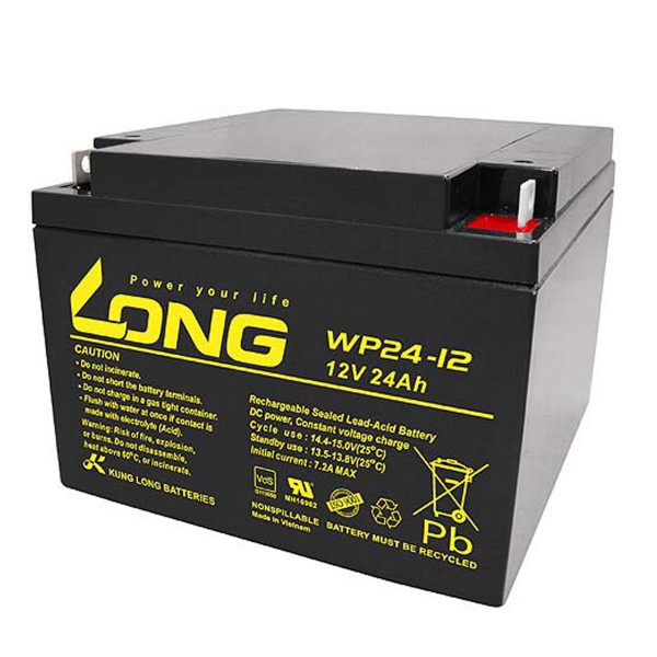 Kung Long WP24-12 batterie PB plomb 12 volts avec connexion 24Ah et M5 à pôle plat