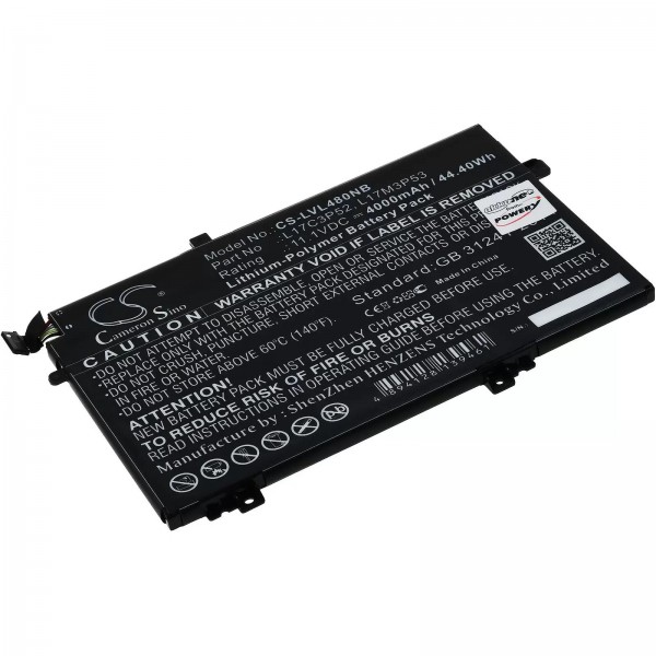 Batterie pour ordinateur portable Lenovo ThinkPad L580, ThinkPad L480, type 01AV464 et autres - 11,1V - 4000 mAh