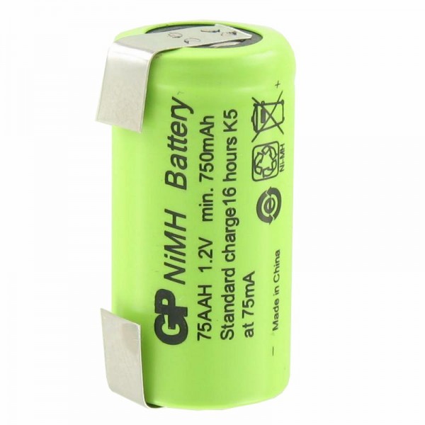 GP Battery Batterie rechargeable NiMH 2 / 3AA GP75AAH avec cosses à souder en forme de U